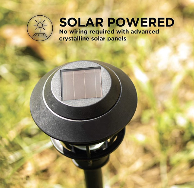 8 Led Solar Outdoor Path Light Kit Black Pathway Lights 6PC + 2PC Spotlight