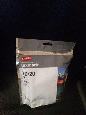 STAPLES Lexmark 70/20 Tri-Color/Black Ink Cartridges 2/PK Sealed Brand New