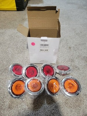 2.5 Inch DOT Round Amber Red LED Trailer Marker Lights for Truck 4 red, 4 amber