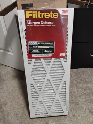 Filtrete 12x30x1 AC Furnace Air Filter, MERV 11, MPR 1000, 6 PACK FILTER