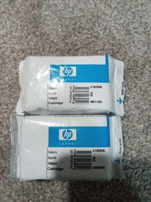 2 HP Black Inkjet Cartridge HP29 51629A New Sealed