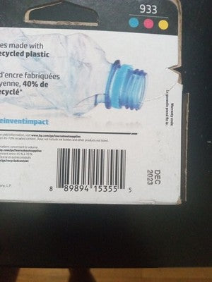 HP Genuine 933 3-pack Cyan/Magenta/Yellow Original Ink Cartridges EXP 2023
