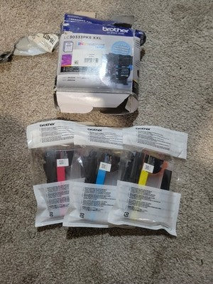 Brother LC3033 3PKS XXL INKvestment Tank 3 Pack Open Box, 08/26