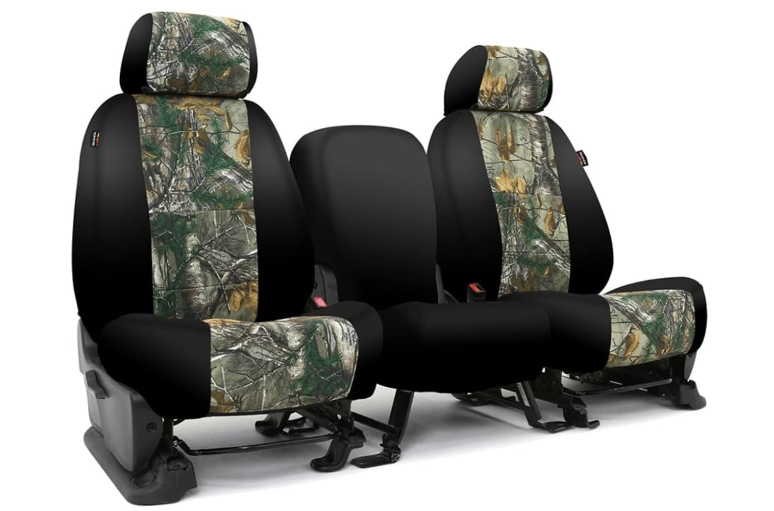 Car Seat Covers Fit Ford Mustang 2015-2023 Realtree Xtra w/Black Sides, Front