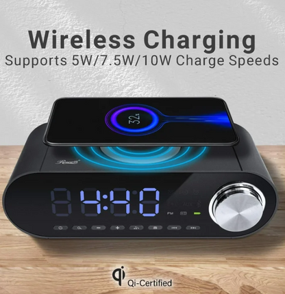 Alarm Clock Radio Wireless Charging & USB Port Bluetooth Speaker LED Display