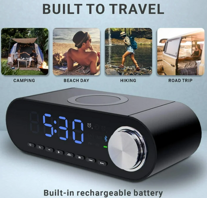 Alarm Clock Radio Wireless Charging & USB Port Bluetooth Speaker LED Display