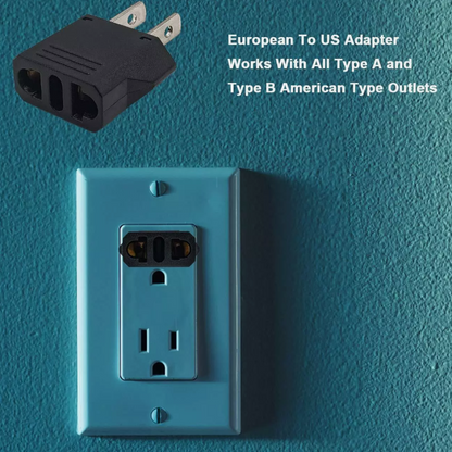 Socket Plug Adapter Europe EU Euro TO US Travel Charger AC Power Converter 2P...