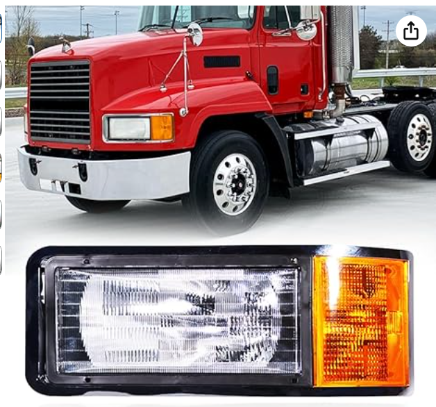 Mack CH 600 1990 - 2006 Driver Left Side Headlight with Corner Turn Bulb