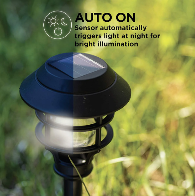 8 Led Solar Outdoor Path Light Kit Black Pathway Lights 6PC + 2PC Spotlight